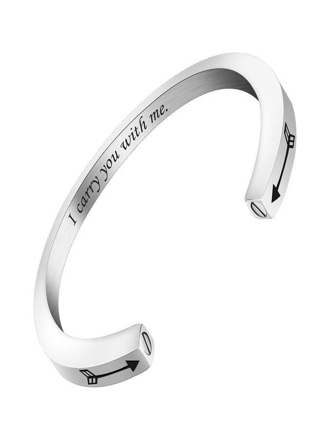 abooxiu Urn Bracelet for Ashes for Women Men Mantra Cuff Bangle Memorial Cremation Jewelry Stainless Steel Keepsake - Customize Available - Image 1